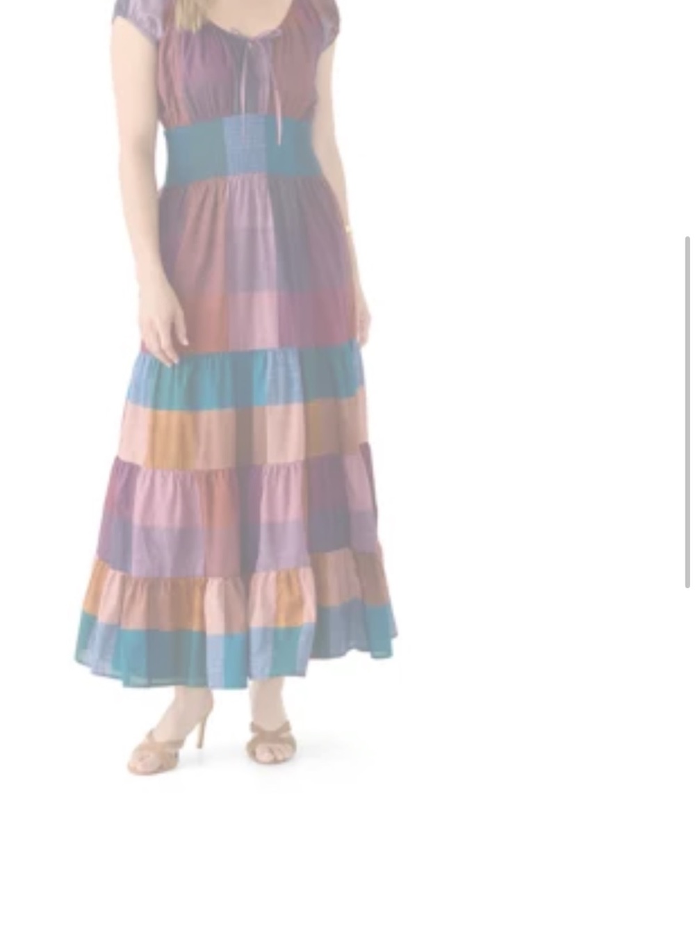 Philosophy Multicolor Tiered Maxi Dress in Teal, Mauve, Tan, Blue